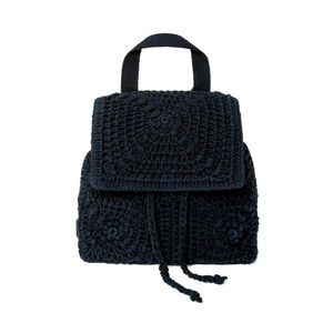 Black crochet mini backpack